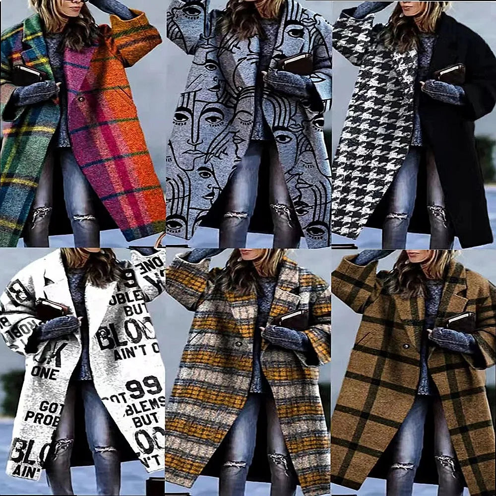 Women's Wool Blend Long Coat – Stylish Outerwear, Everyday Wear