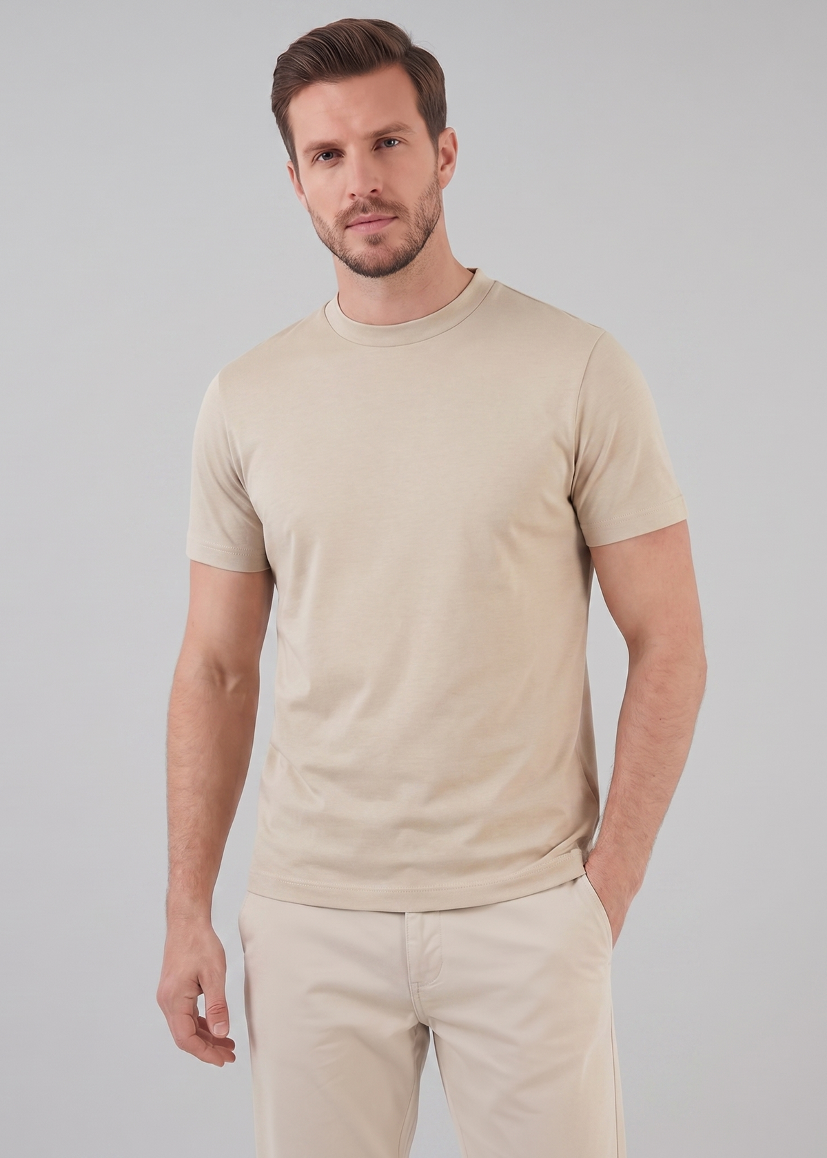 Shiny Men's Crewneck T-Shirt - Lightweight Fabric for Casual Wear