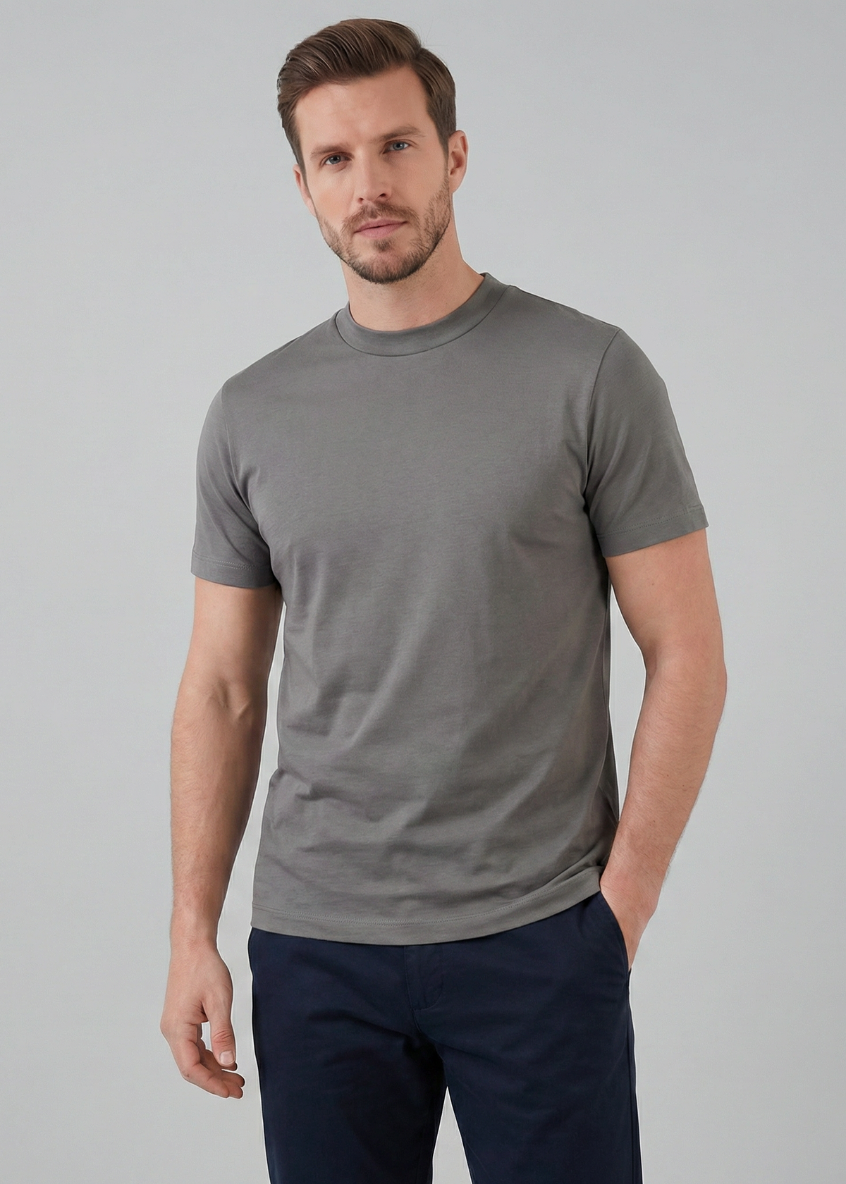 Shiny Men's Crewneck T-Shirt - Lightweight Fabric for Casual Wear