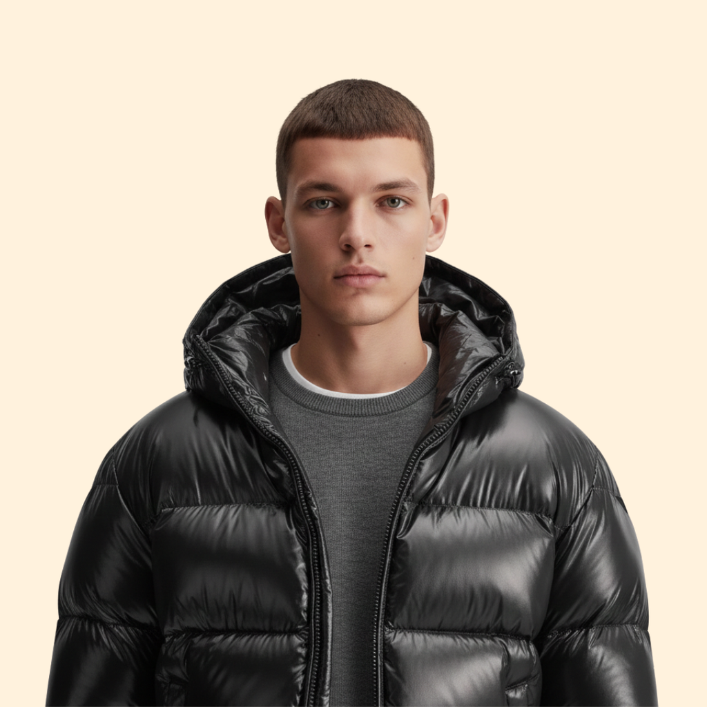 Sleek Hooded Puffer Jacket – Winter Warmth, Outdoor Adventure