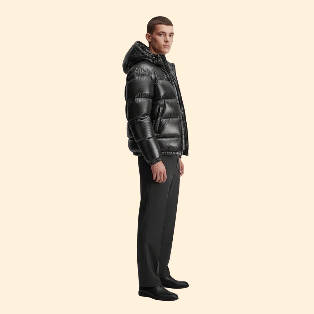 Sleek Hooded Puffer Jacket – Winter Warmth, Outdoor Adventure