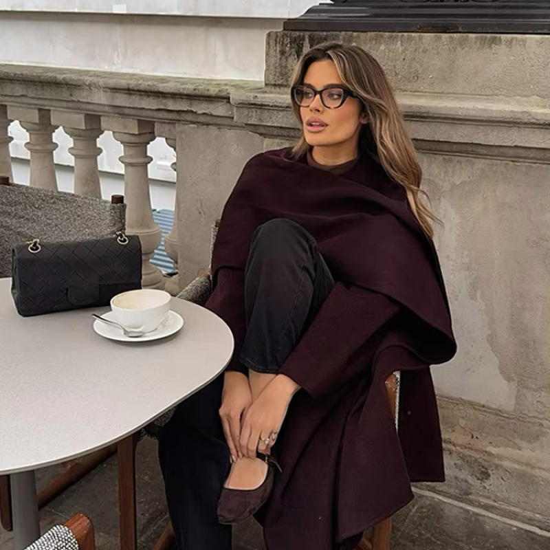 Bordeaux Wrap Coat – Stylish Women's Outerwear, Perfect for Everyday Wear, Casual Outings