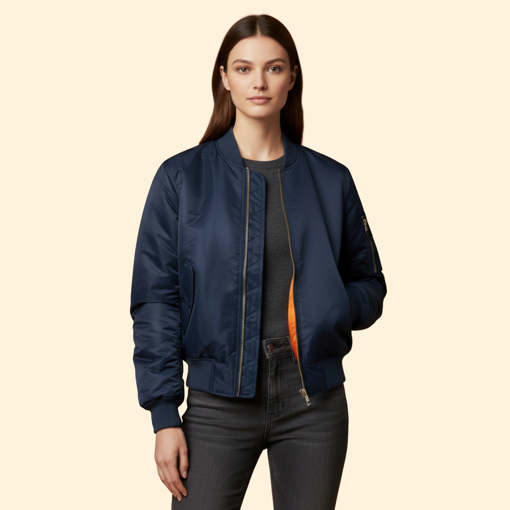 Women’s Classic Bomber Jacket – Casual Wear, Stylish Layering