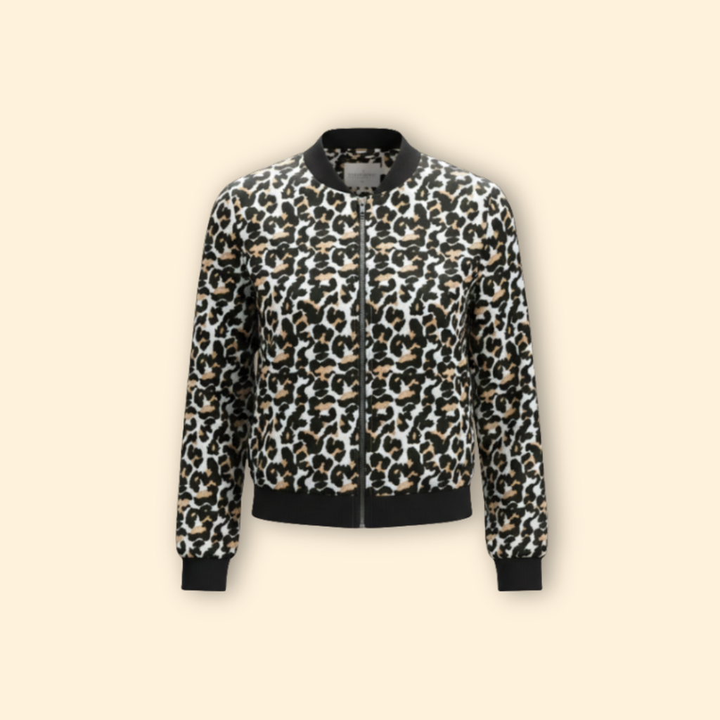 Leopard Print Bomber Jacket for Women – Casual Wear, Night Out