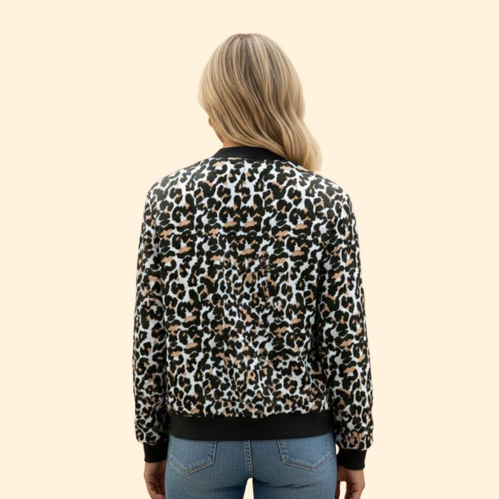 Leopard Print Bomber Jacket for Women – Casual Wear, Night Out
