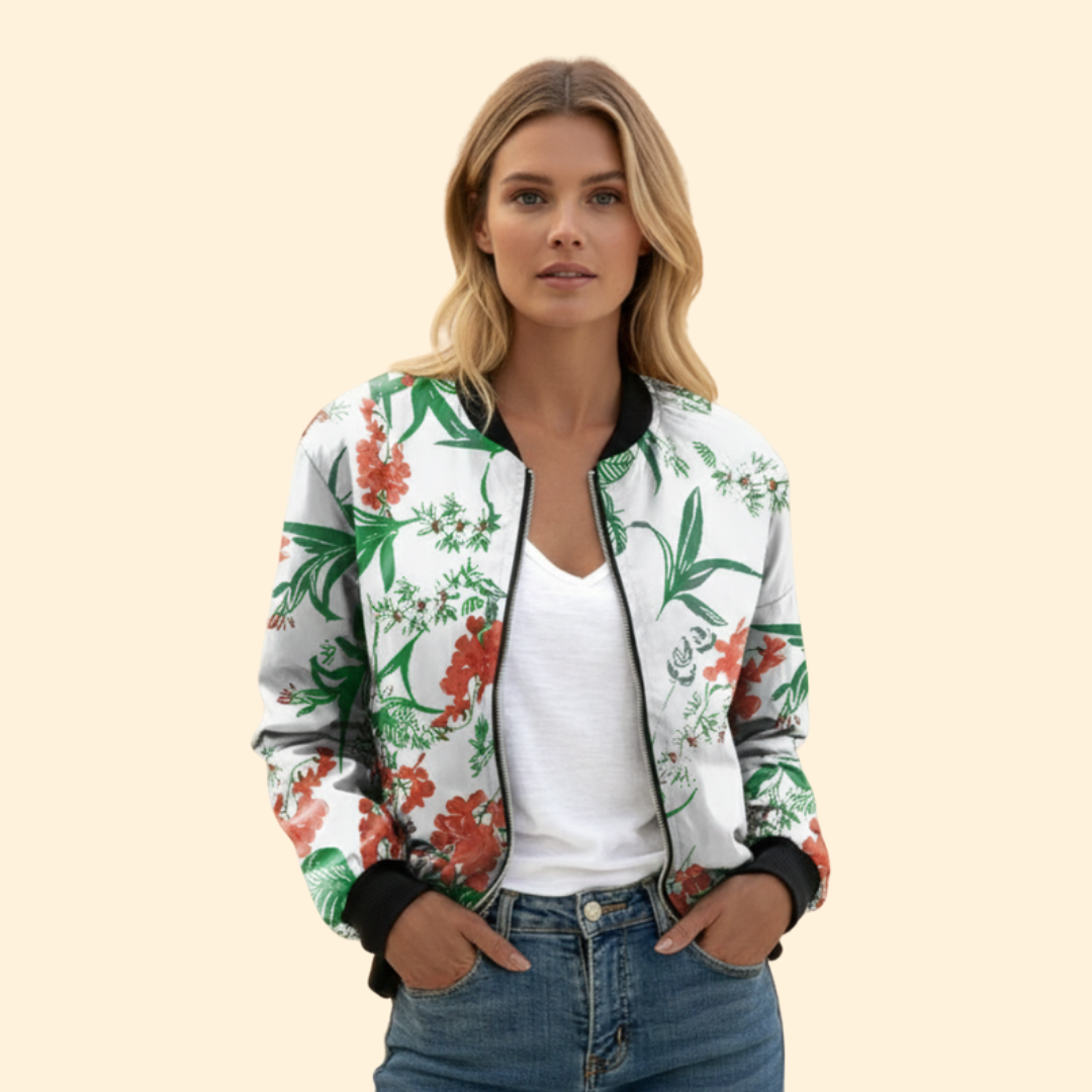 Women's Printed Bomber Jacket – Casual Wear, Stylish Layering