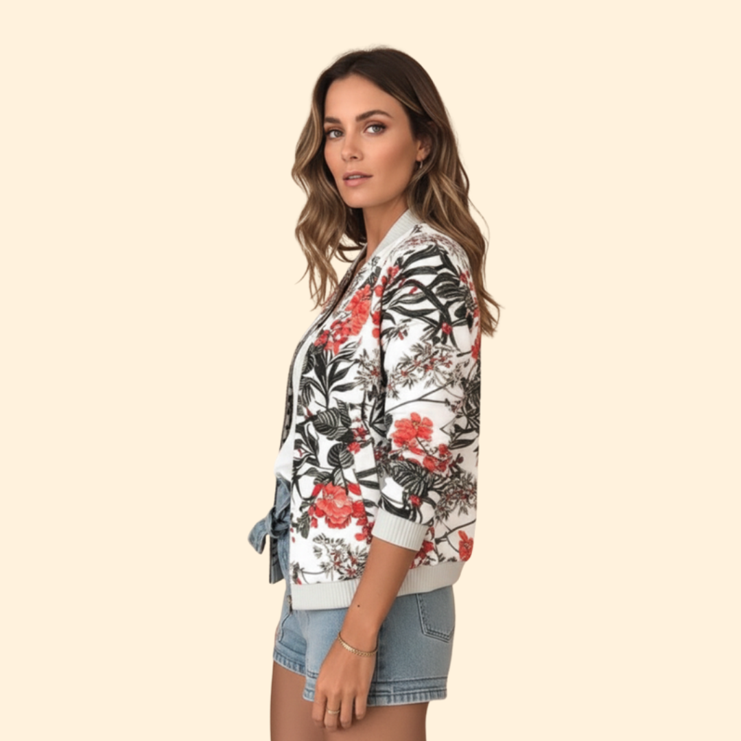 Women's Printed Bomber Jacket – Casual Wear, Stylish Layering