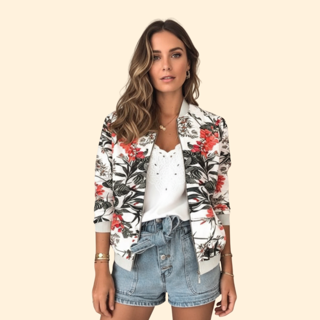 Women's Printed Bomber Jacket – Casual Wear, Stylish Layering