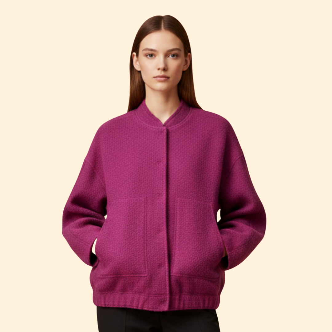 Women's Relaxed Fit Bomber Jacket in Blue – Casual Wear, Everyday Style