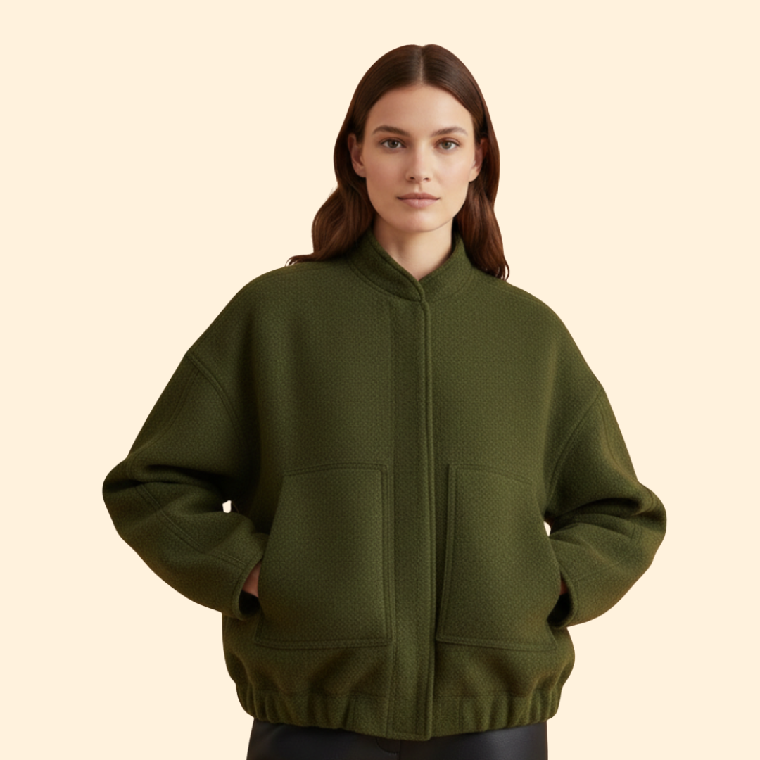 Women's Relaxed Fit Bomber Jacket in Blue – Casual Wear, Everyday Style