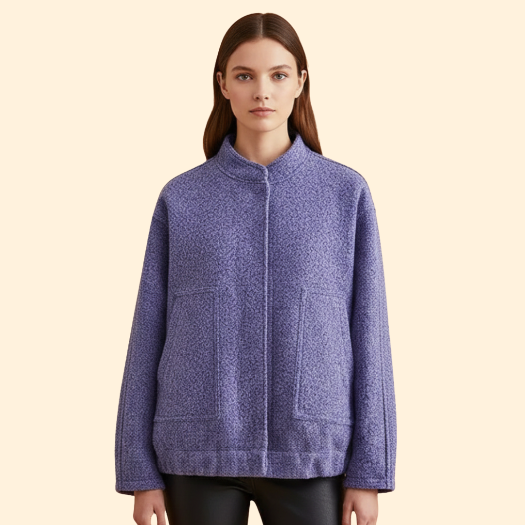 Women's Relaxed Fit Bomber Jacket in Blue – Casual Wear, Everyday Style