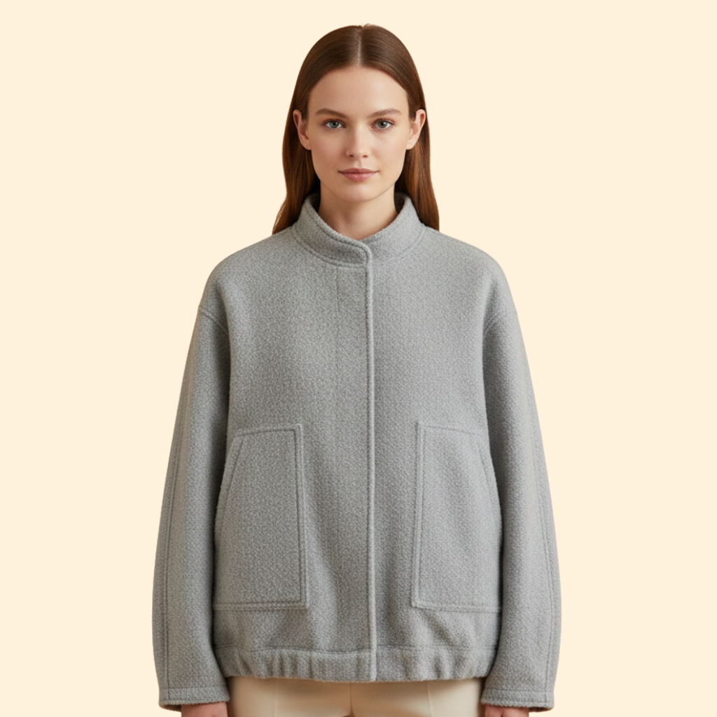 Women's Relaxed Fit Bomber Jacket in Blue – Casual Wear, Everyday Style