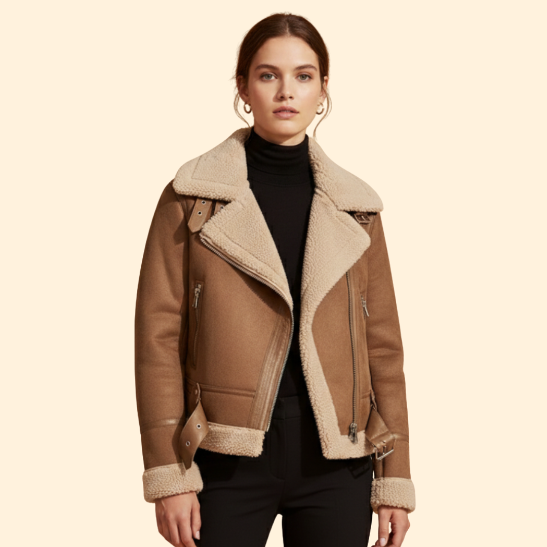 Women’s Sherpa Bomber Jacket – Casual Wear, Winter Fashion