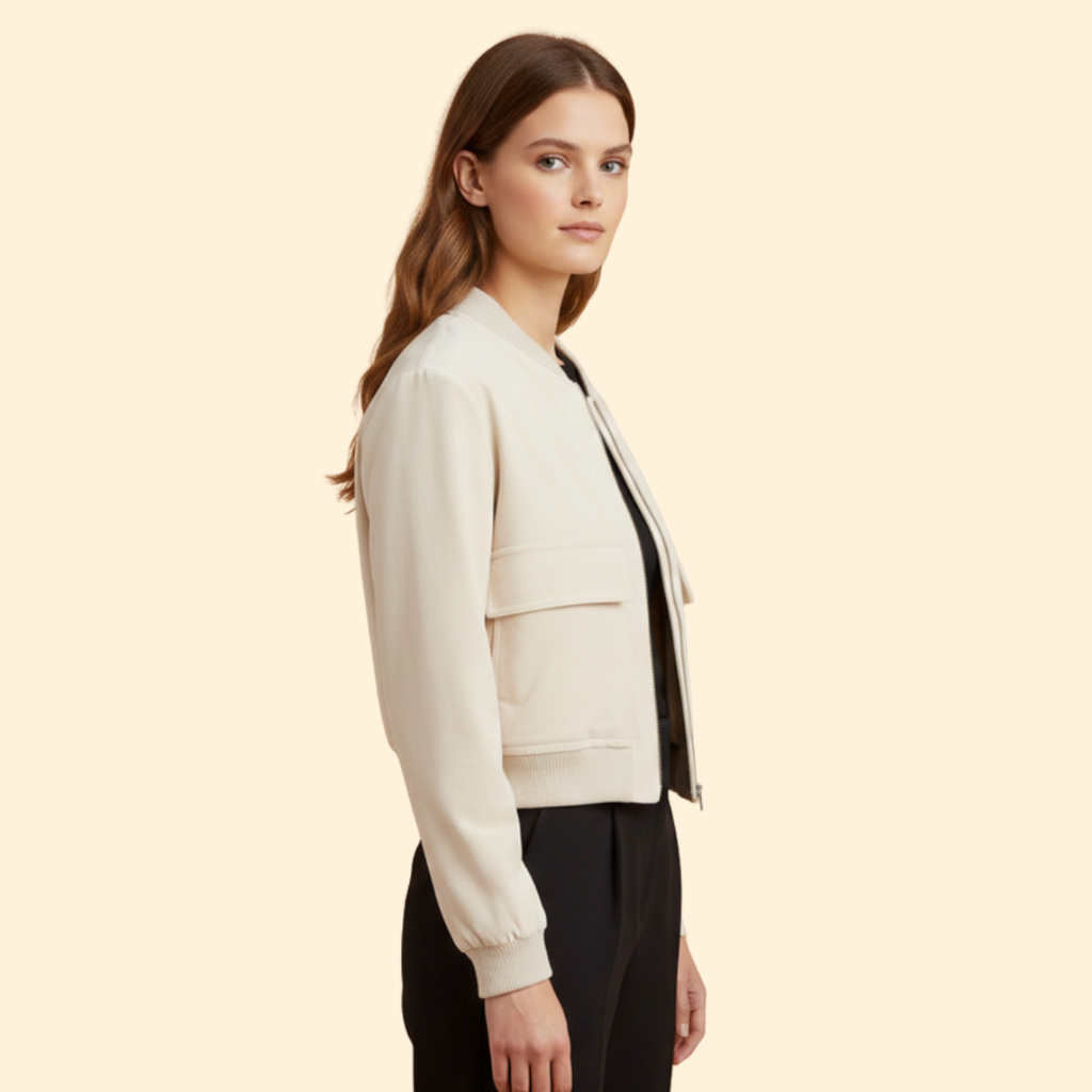 Women’s Velvet Bomber Jacket – Casual Wear, Stylish Layering