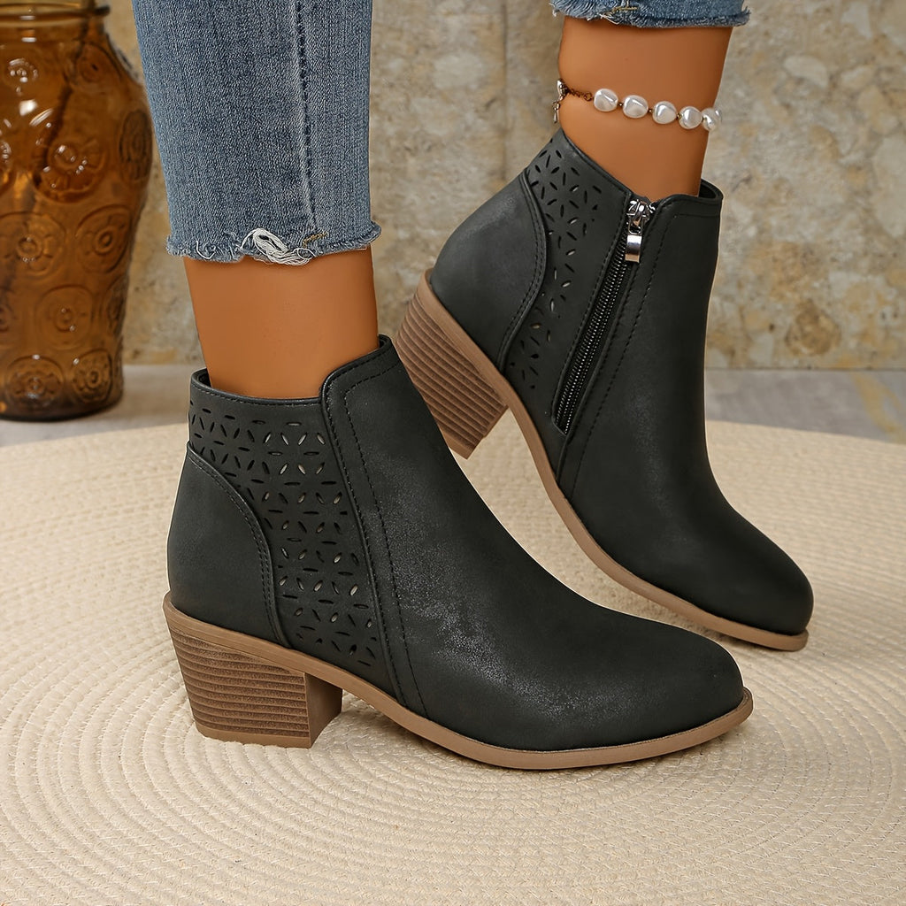 Orthopaedic Boots with Back Zipper and Block Heel – Comfort, Everyday Wear