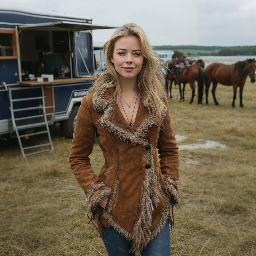 Shearling-Trimmed Jacket for Winter | Stylish Suede – Outdoor, Casual