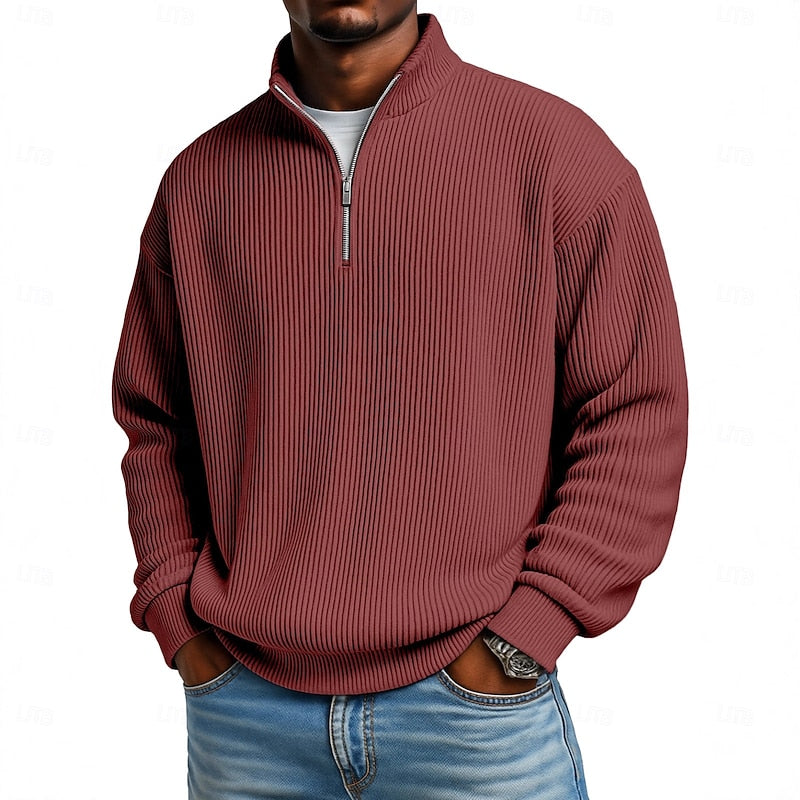Ribbed Quarter-Zip Jumper – Casual Wear, Everyday Comfort