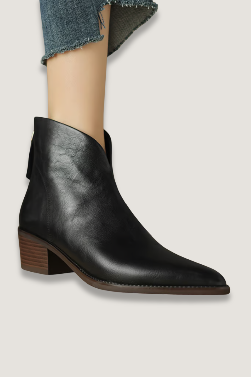 Elegant Ankle Boots in Black Leather – Office, Casual Wear