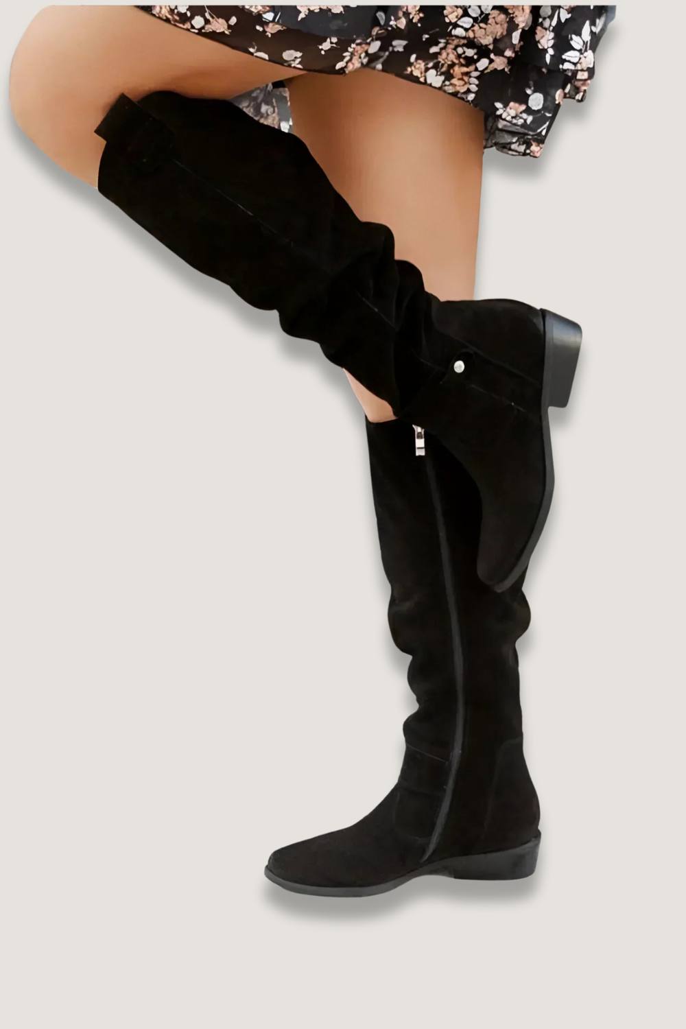 Elegant High Boots in Black Suede – Casual Wear, Everyday Comfort