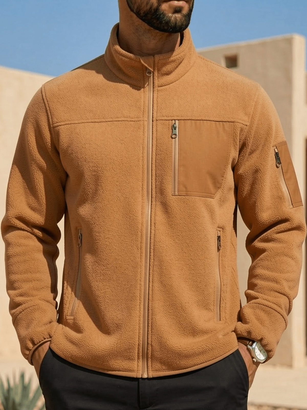 Rugged Full-Zip Outdoor Jacket – Cosy, Durable, Ideal for Camping, Hiking