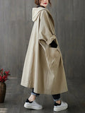Women's Oversized Hooded Trench Coat Water-Resistant – Casual, Outdoor