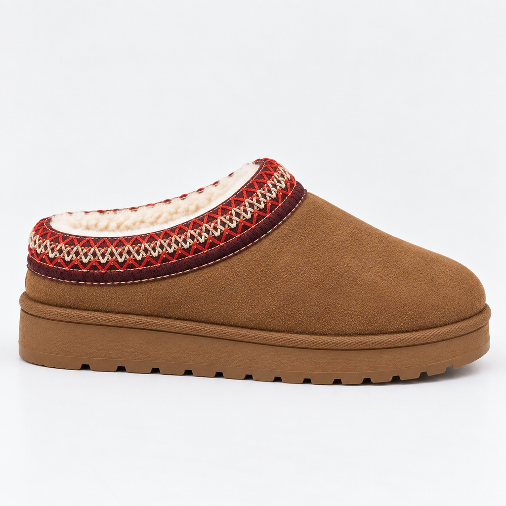 Women’s Suede Clogs with Warm Fur Lining – Casual Winter Footwear, Slip-On Comfort