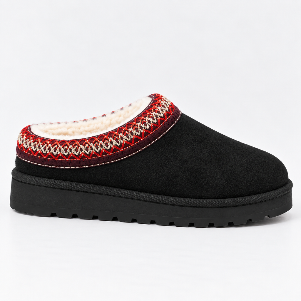 Women’s Suede Clogs with Warm Fur Lining – Casual Winter Footwear, Slip-On Comfort