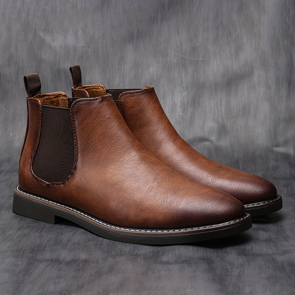 Men's Leather Chelsea Boots with Elastic Gussets – Casual, Everyday Wear