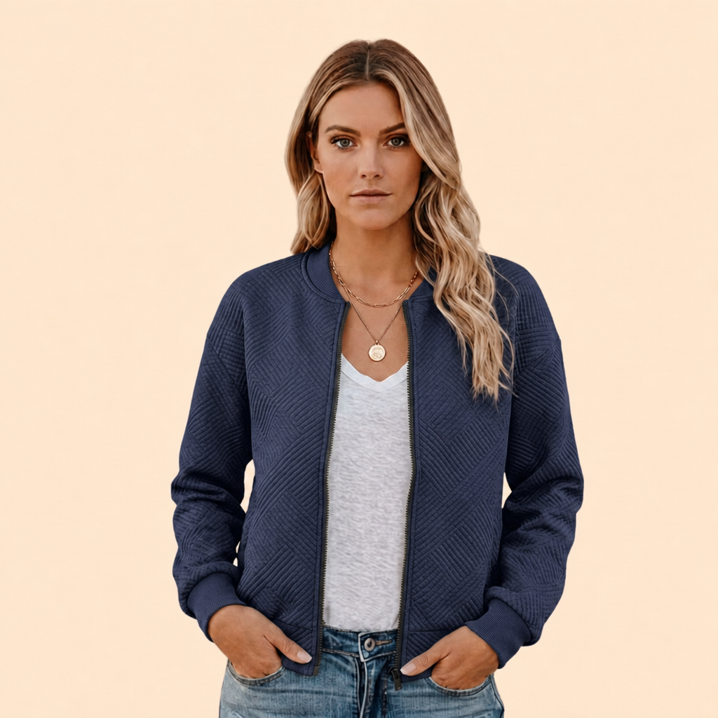 Women's Sherpa Zip-Up Bomber Jacket – Casual Wear, Winter Layering