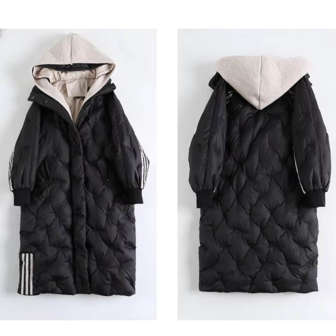 Down Jacket with Hood, Quilted Design, Grey – Casual Wear, Outdoor Activities