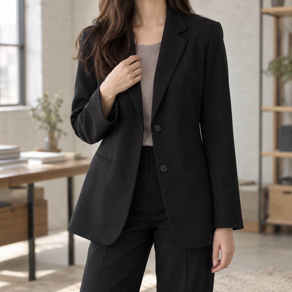 Women's Relaxed Blazer with Notched Lapels – Office, Casual Wear