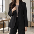 Women's Relaxed Blazer with Notched Lapels – Office, Casual Wear