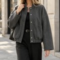 Women's Relaxed Bomber Jacket with Patch Pockets – Casual Wear, Everyday Style