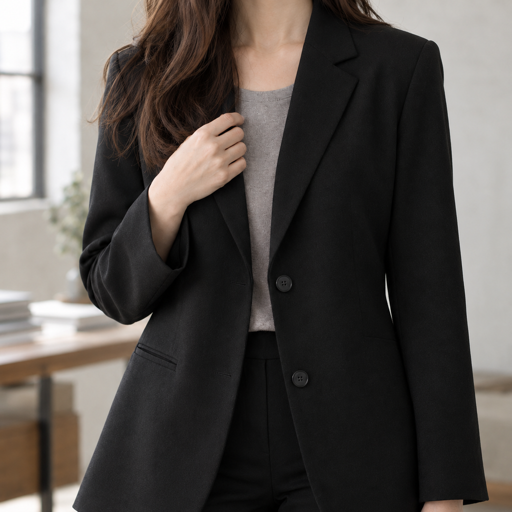 Women's Relaxed Blazer with Notched Lapels – Office, Casual Wear