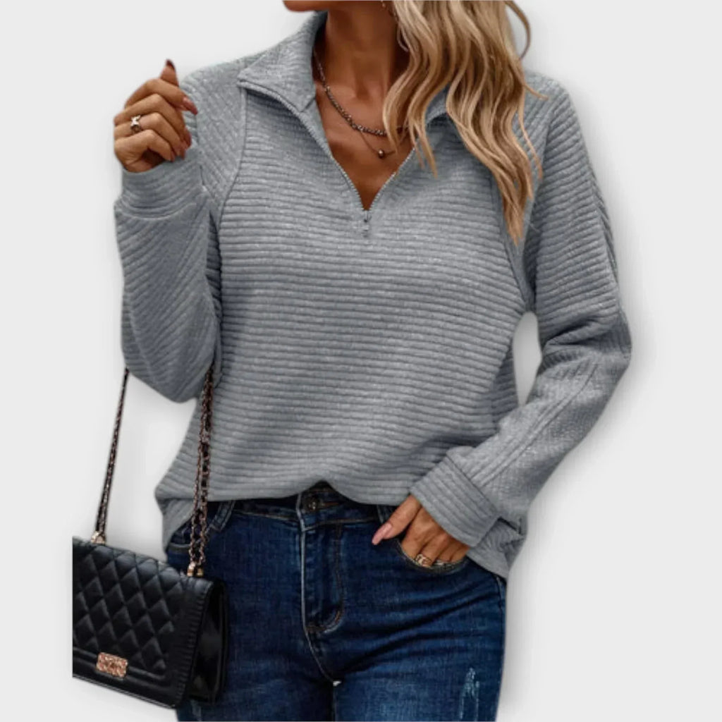 Half-Zip Pullover Jumper in Pink or White – Casual Wear, Layering Essential