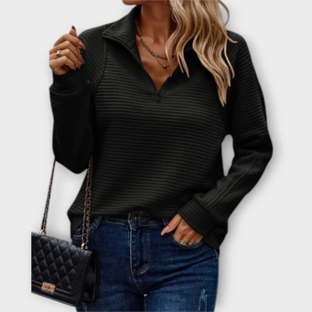 Half-Zip Pullover Jumper in Pink or White – Casual Wear, Layering Essential