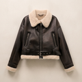 Women's Aviator Jacket with Belted Design – Casual, Winter Wear