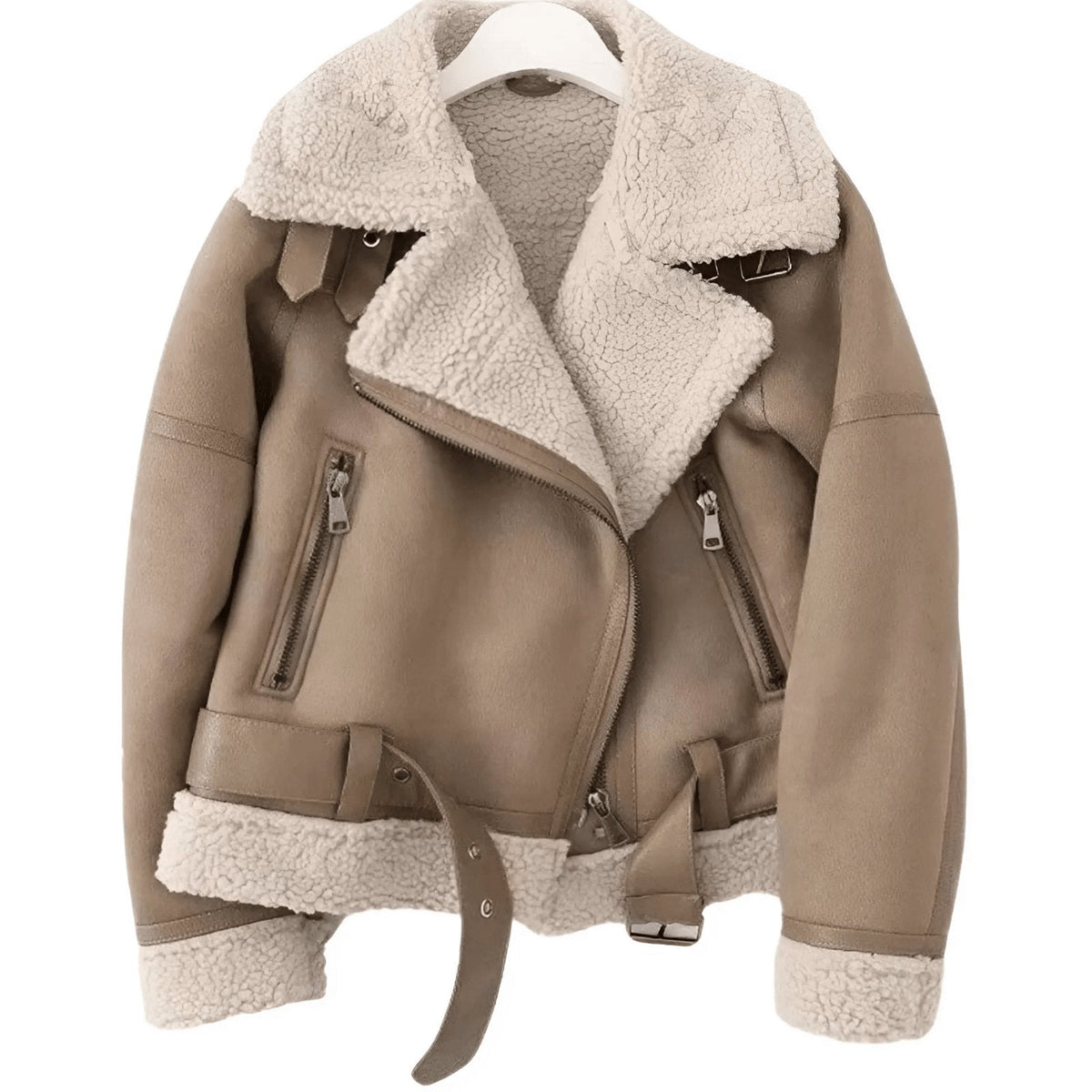 Warm Shearling Aviator Jacket – Stylish Faux Fur Lining, Casual Wear, Winter Outerwear
