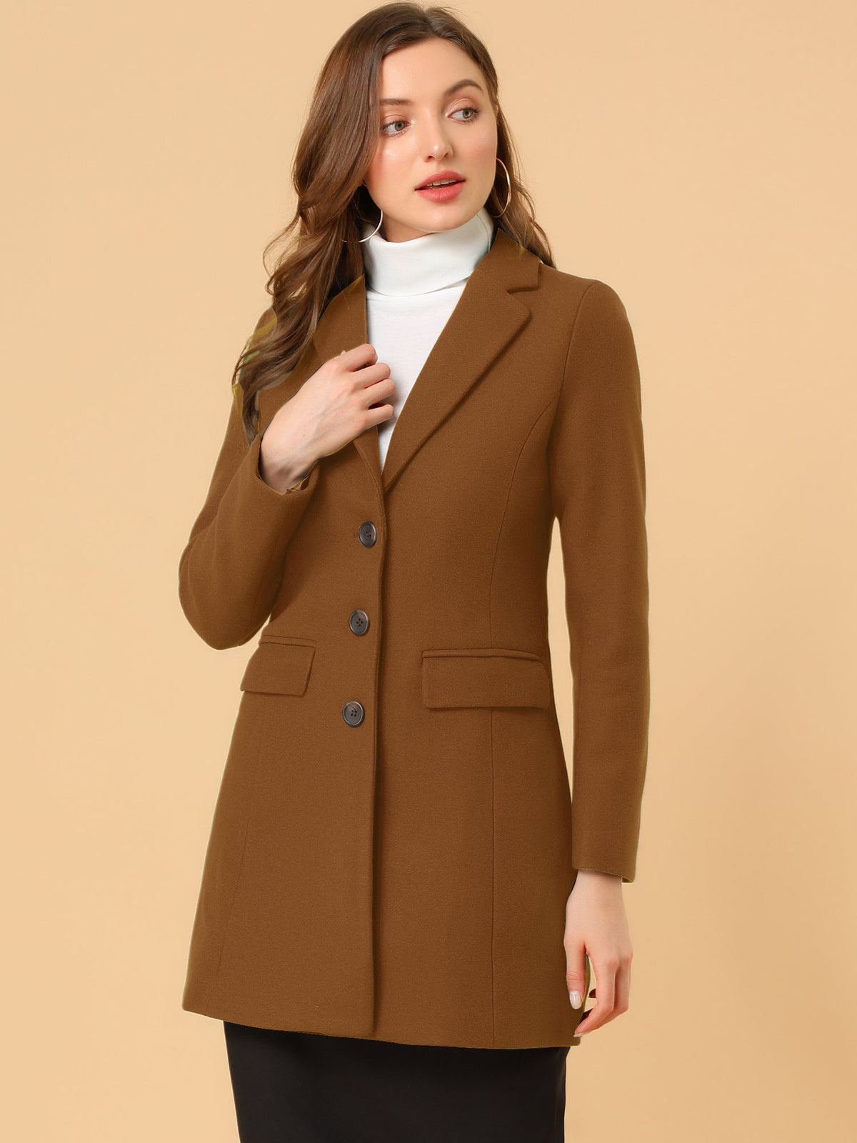 Classic Wool Coat with Collar – Stylish Outerwear for Office, Casual Wear