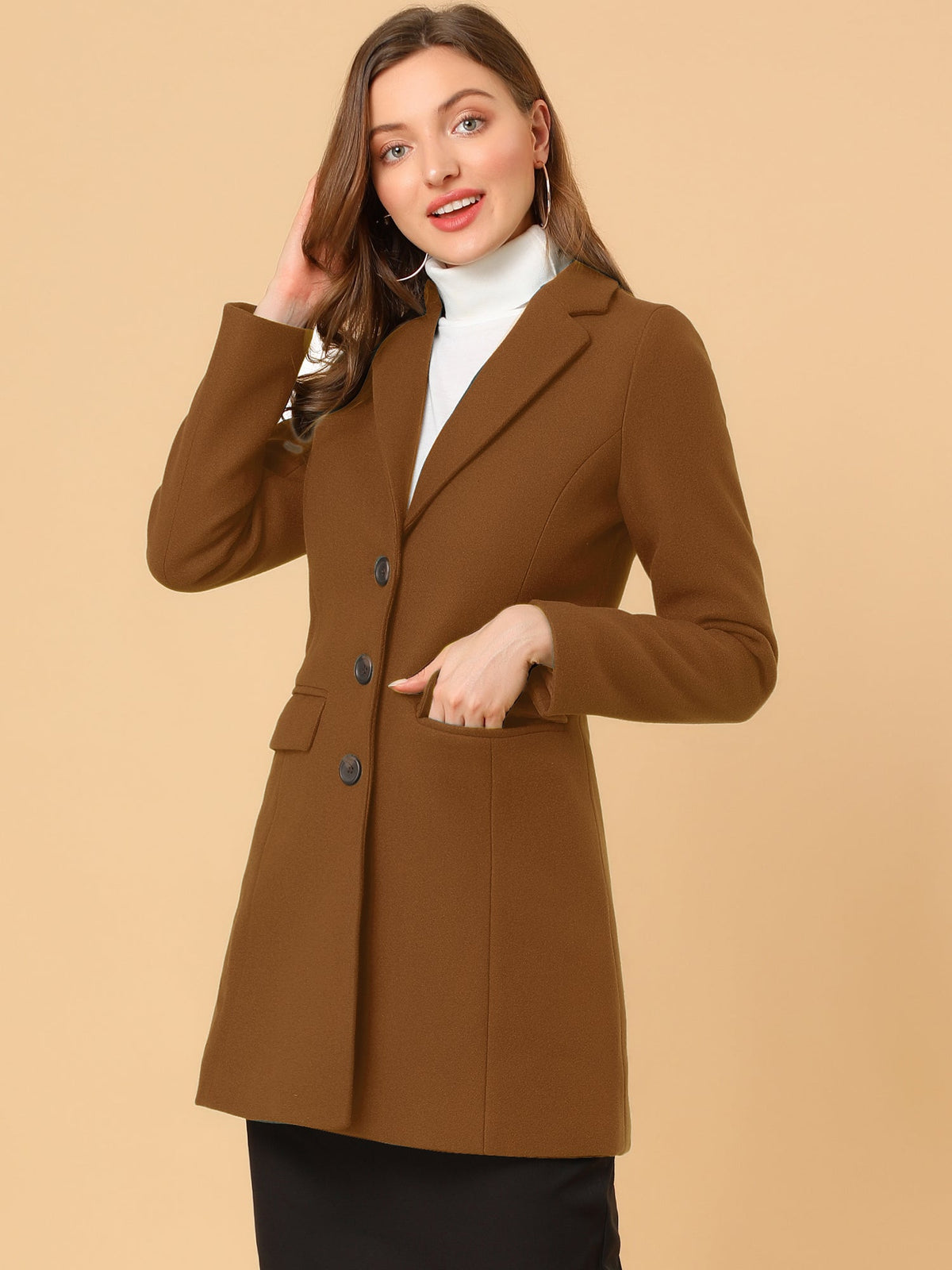 Classic Wool Coat with Collar – Stylish Outerwear for Office, Casual Wear