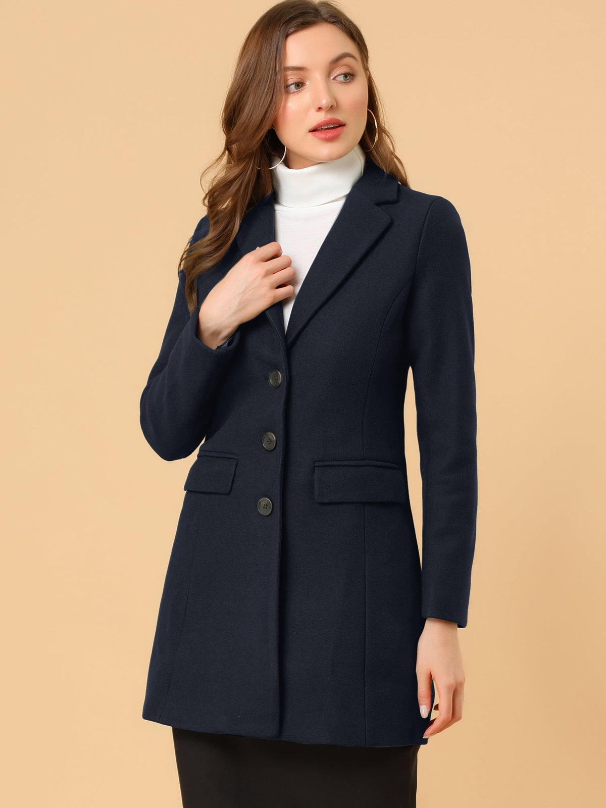 Classic Wool Coat with Collar – Stylish Outerwear for Office, Casual Wear