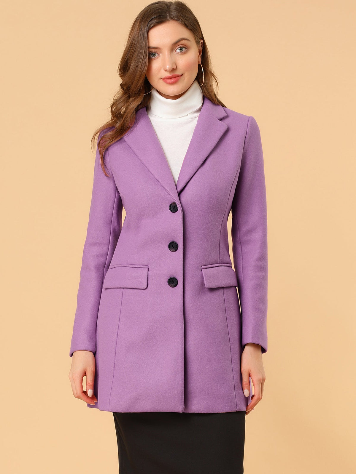 Classic Wool Coat with Collar – Stylish Outerwear for Office, Casual Wear