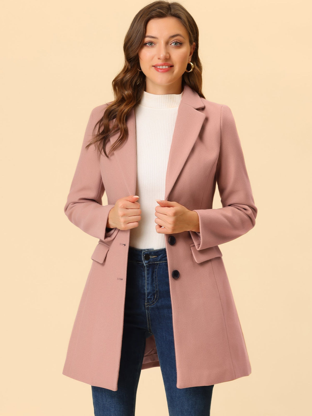 Classic Wool Coat with Collar – Stylish Outerwear for Office, Casual Wear