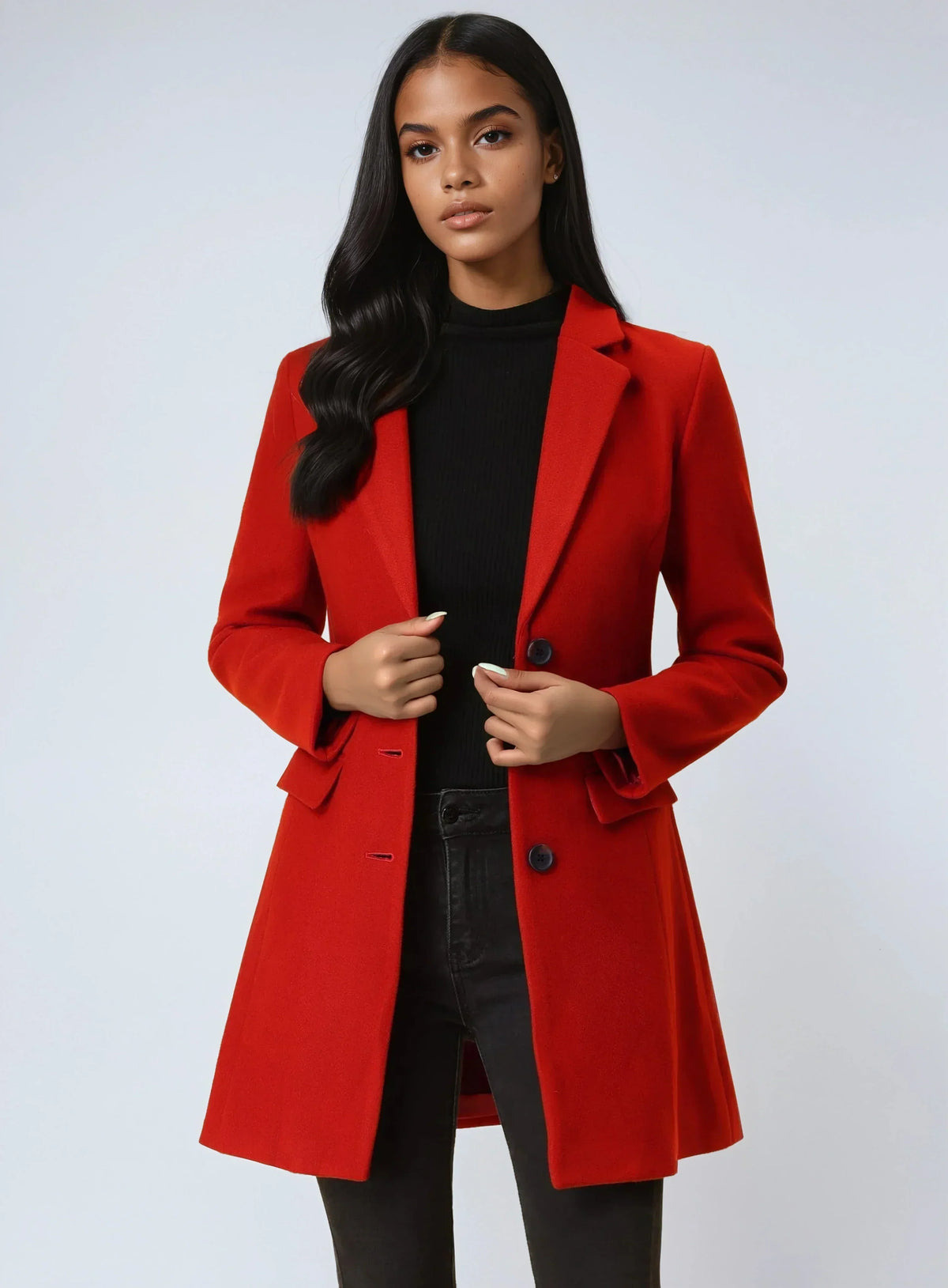 Classic Wool Coat with Collar – Stylish Outerwear for Office, Casual Wear
