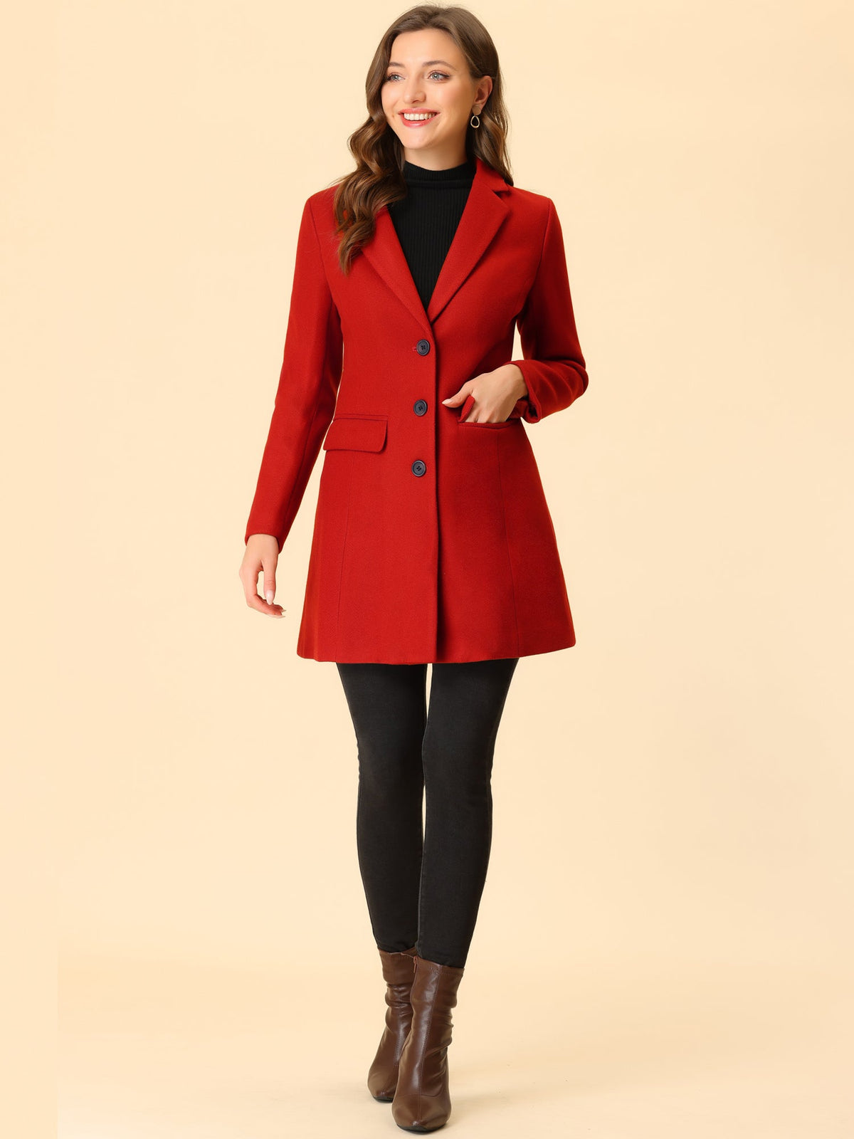Classic Wool Coat with Collar – Stylish Outerwear for Office, Casual Wear