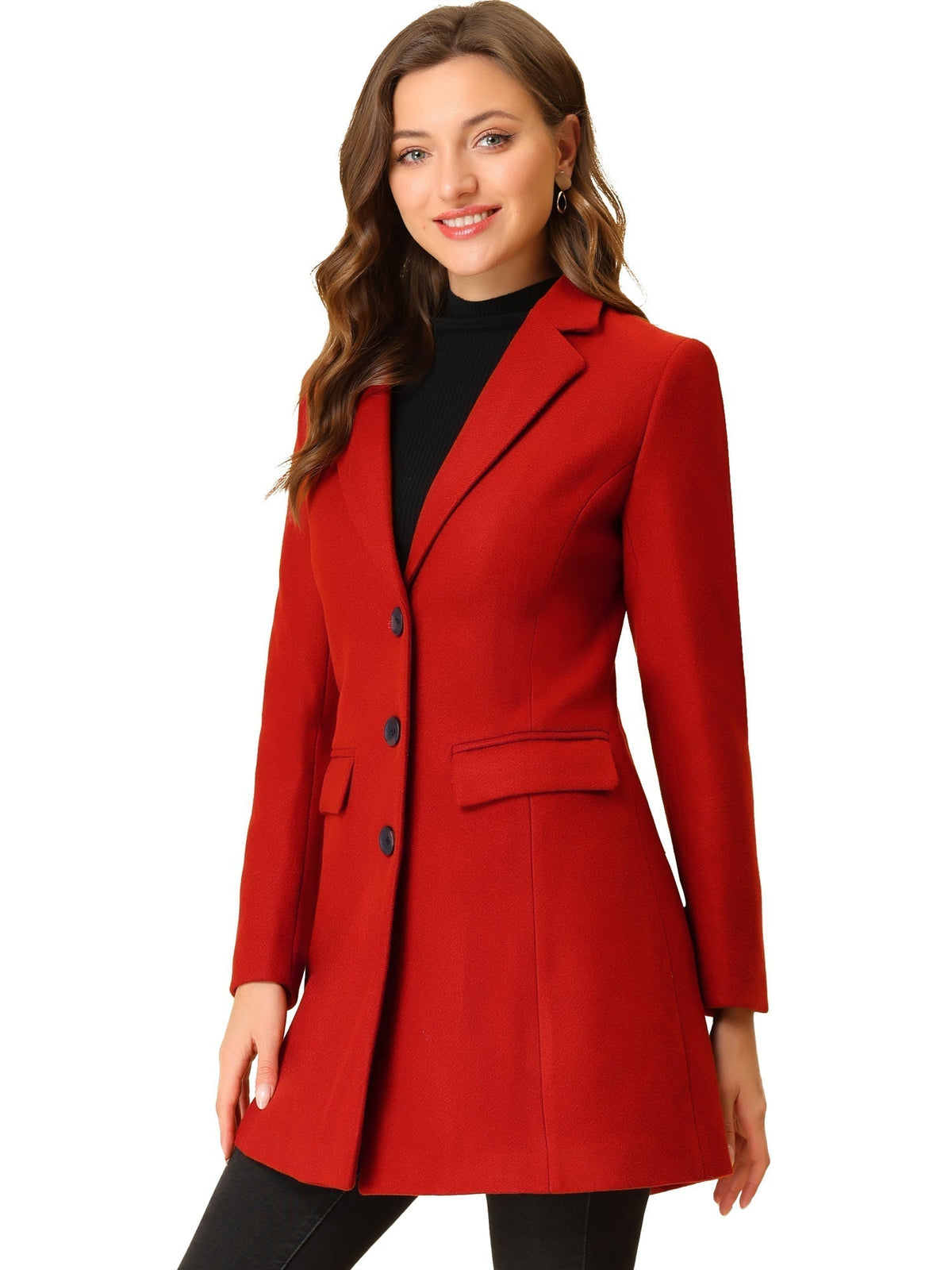 Classic Wool Coat with Collar – Stylish Outerwear for Office, Casual Wear
