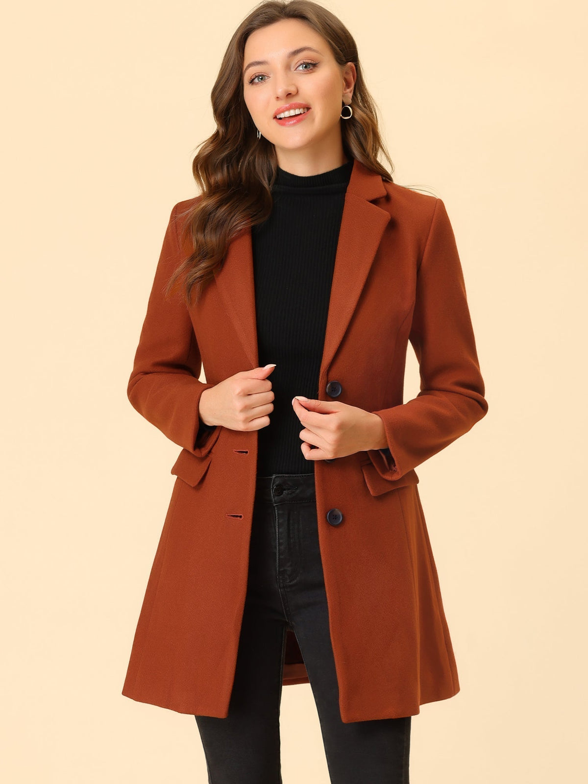 Classic Wool Coat with Collar – Stylish Outerwear for Office, Casual Wear