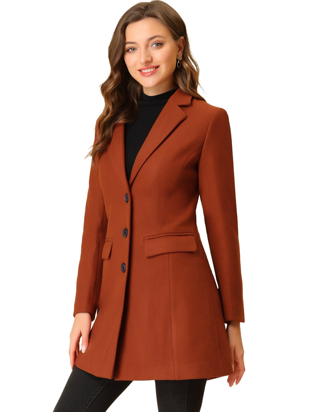 Classic Wool Coat with Collar – Stylish Outerwear for Office, Casual Wear