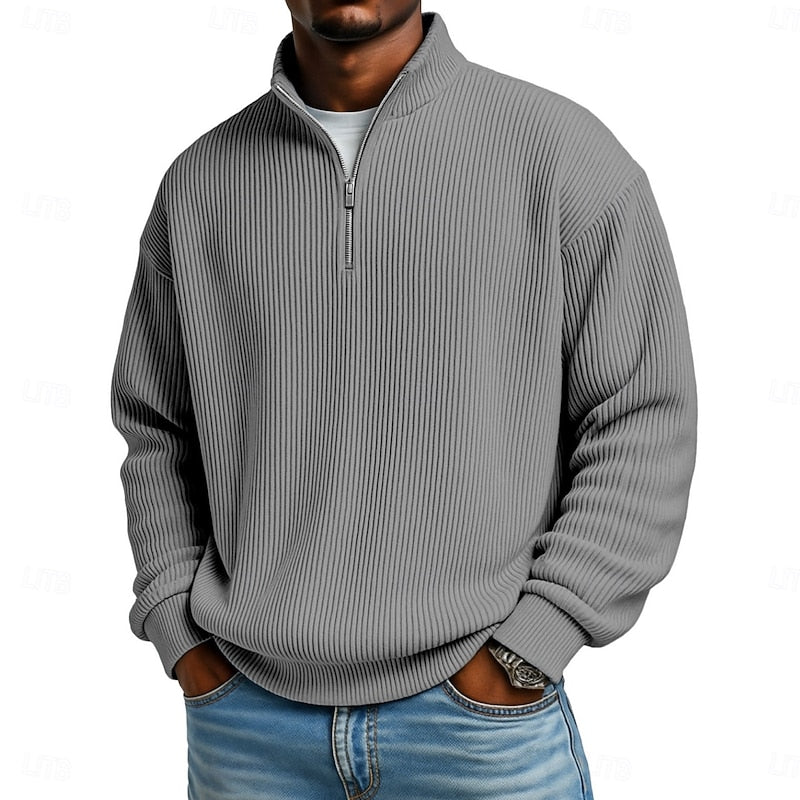 Ribbed Quarter-Zip Jumper – Casual Wear, Everyday Comfort